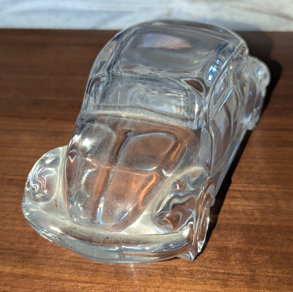 Vintage VW Bug Clear Glass Car Paperweight